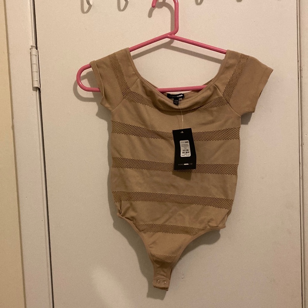 Taupe Fishnet Bodysuit, size S/M